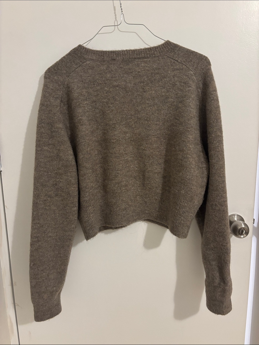 Zara Crewneck Cardigan - Taupe Brown - Picture 3 of 4